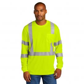 CornerStone CS203 ANSI 107 Class 3 Mesh Long Sleeve T-Shirt - Yellow/Lime