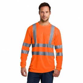 CornerStone CS409 Type R Class 3 Long Sleeve Safety T-Shirt - Orange