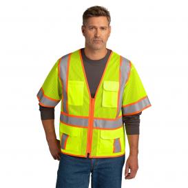 CornerStone CSV106 ANSI 107 Class 3 Surveyor Mesh Zippered Two-Tone Short Sleeve Vest - Yellow/Lime