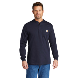 Carhartt K128 Workwear Long Sleeve Henley T-Shirt - Navy