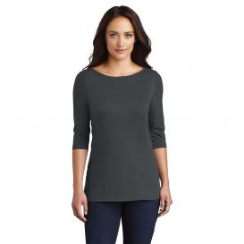District DM107L Women\'s Perfect Weight 3/4-Sleeve Tee - Charcoal