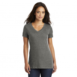 District DM1170L Women\'s Perfect Weight V-Neck Tee - Heathered Charcoal