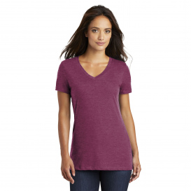 District DM1170L Women\'s Perfect Weight V-Neck Tee - Heathered Loganberry