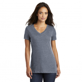 District DM1170L Women\'s Perfect Weight V-Neck Tee - Heathered Navy
