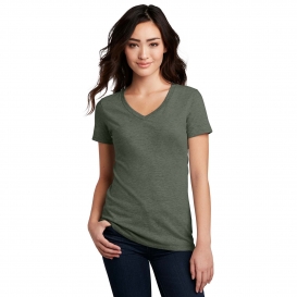 District DM1190L Women\'s Perfect Blend V-Neck Tee - Heathered Olive