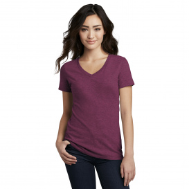 District DM1190L Women\'s Perfect Blend V-Neck Tee - Raspberry Fleck