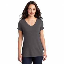 District DM1350L Women\'s Perfect Tri V-Neck Tee - Heathered Charcoal