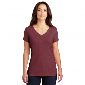 District DM1350L Women\'s Perfect Tri V-Neck Tee - Maroon Frost
