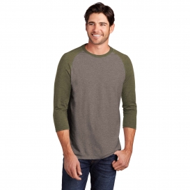 District DM136 Perfect Tri 3/4-Sleeve Raglan - Military Green Frost/Grey Frost