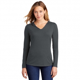 District DM139L Women\'s Perfect Tri Long Sleeve Hoodie - Charcoal