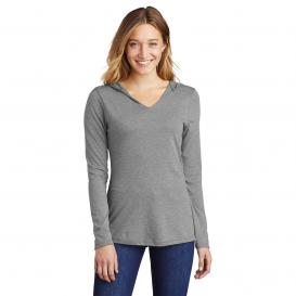 District DM139L Women\'s Perfect Tri Long Sleeve Hoodie - Grey Frost