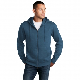 District DT1103 Perfect Weight Fleece Full-Zip Hoodie - Heathered Poseidon Blue