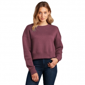 District DT1105 Women\'s Perfect Weight Fleece Cropped Crew - Heathered Loganberry