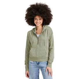 District DT1311 Women\'s Perfect Tri Fleece 1/2-Zip Hoodie - Military Green Frost