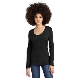 District DT135 Women\'s Perfect Tri Long Sleeve V-Neck Tee - Black