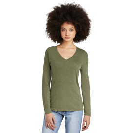 District DT135 Women\'s Perfect Tri Long Sleeve V-Neck Tee - Military Green Frost