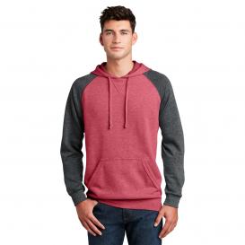 District DT196 Young Mens Lightweight Fleece Raglan Hoodie - Heathered Red/Heathered Charcoal