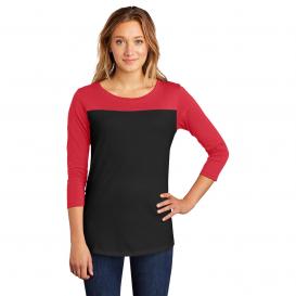 District DT2700 Women\'s Rally 3/4-Sleeve Tee - New Red/Black
