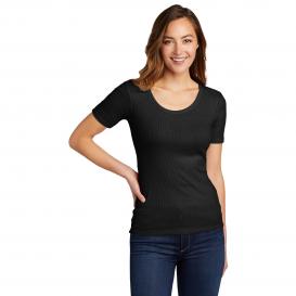 District DT6020 Women\'s V.I.T. Rib Scoop Neck Tee - Black