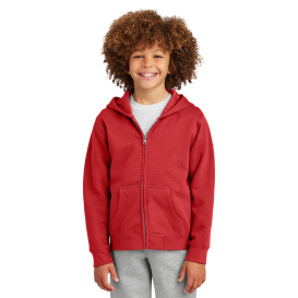 District DT6102Y Youth V.I.T Fleece Full-Zip Hoodie - Classic Red