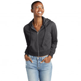 District DT6103 Womens V.I.T. Fleece Full-Zip Hoodie - Heathered Charcoal