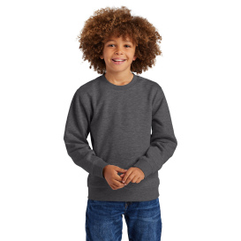 District DT6104Y Youth V.I.T Fleece Crew - Heather Charcoal