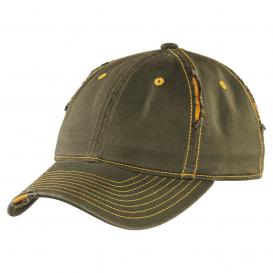 District DT612 Rip and Distressed Cap - Army/Gold