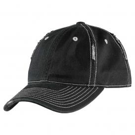 District DT612 Rip and Distressed Cap - Black/Chrome