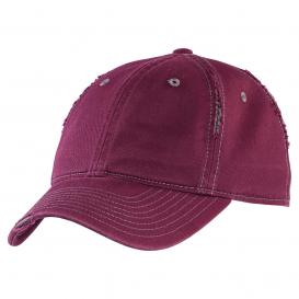 District DT612 Rip and Distressed Cap - Maroon/Grey