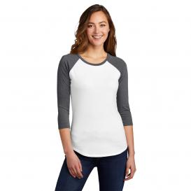 District DT6211 Juniors Very Important Tee 3/4-Sleeve Raglan - Heathered Charcoal/White