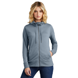 District DT673 Women\'s Featherweight French Terry Full-Zip Hoodie - Flint Blue Heather 