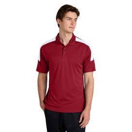 Sport-Tek ST104 Competitor United Polo - Deep Red/White