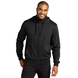 Port Authority F814 Smooth Fleece Hooded Jacket - Black