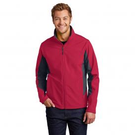 Port Authority J318 Core Colorblock Soft Shell Jacket - Rich Red/Battleship Grey