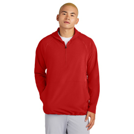 Sport-Tek JST488 Repeat 1/2-Zip Long Sleeve Hooded Jacket - Deep Red