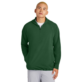 Sport-Tek JST488 Repeat 1/2-Zip Long Sleeve Hooded Jacket - Forest Green