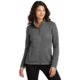 Port Authority L428 Ladies Arc Sweater Fleece Jacket - Grey Smoke Heather