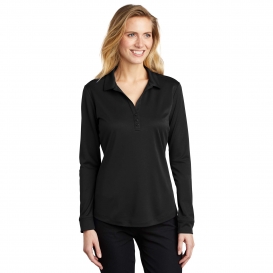 Port Authority L540LS Ladies Long Sleeve Silk Touch Performance Polo - Black