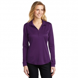 Port Authority L540LS Ladies Long Sleeve Silk Touch Performance Polo - Bright Purple