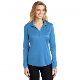 Port Authority L540LS Ladies Long Sleeve Silk Touch Performance Polo - Carolina Blue