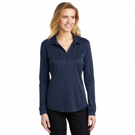 Port Authority L540LS Ladies Long Sleeve Silk Touch Performance Polo - Navy