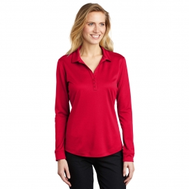 Port Authority L540LS Ladies Long Sleeve Silk Touch Performance Polo - Red