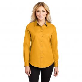 Port Authority L608 Ladies Long Sleeve Easy Care Shirt - Athletic Gold/Light Stone