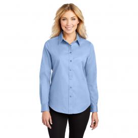 Port Authority L608 Ladies Long Sleeve Easy Care Shirt - Light Blue/Light Stone