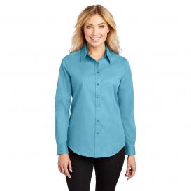 Port Authority L608 Ladies Long Sleeve Easy Care Shirt - Maui Blue