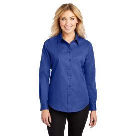 Port Authority L608 Ladies Long Sleeve Easy Care Shirt - Royal/Classic Navy