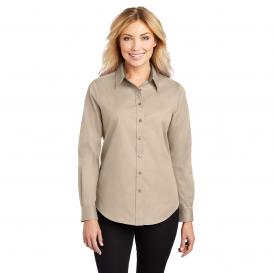Port Authority L608 Ladies Long Sleeve Easy Care Shirt - Stone