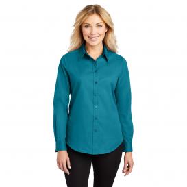 Port Authority L608 Ladies Long Sleeve Easy Care Shirt - Teal Green
