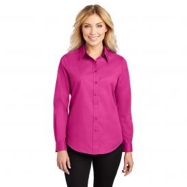 Port Authority L608 Ladies Long Sleeve Easy Care Shirt - Tropical Pink