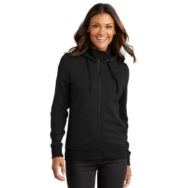 Port Authority L814 Ladies Smooth Fleece Hooded Jacket - Deep Black